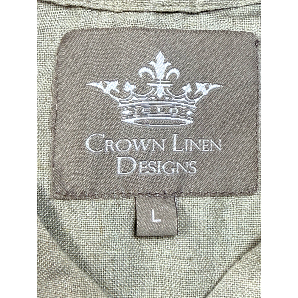 Crown Linen Designs Bella Bell Sleeve Top Large Flax Beige V-Neck Linen Tunic - Picture 7 of 12